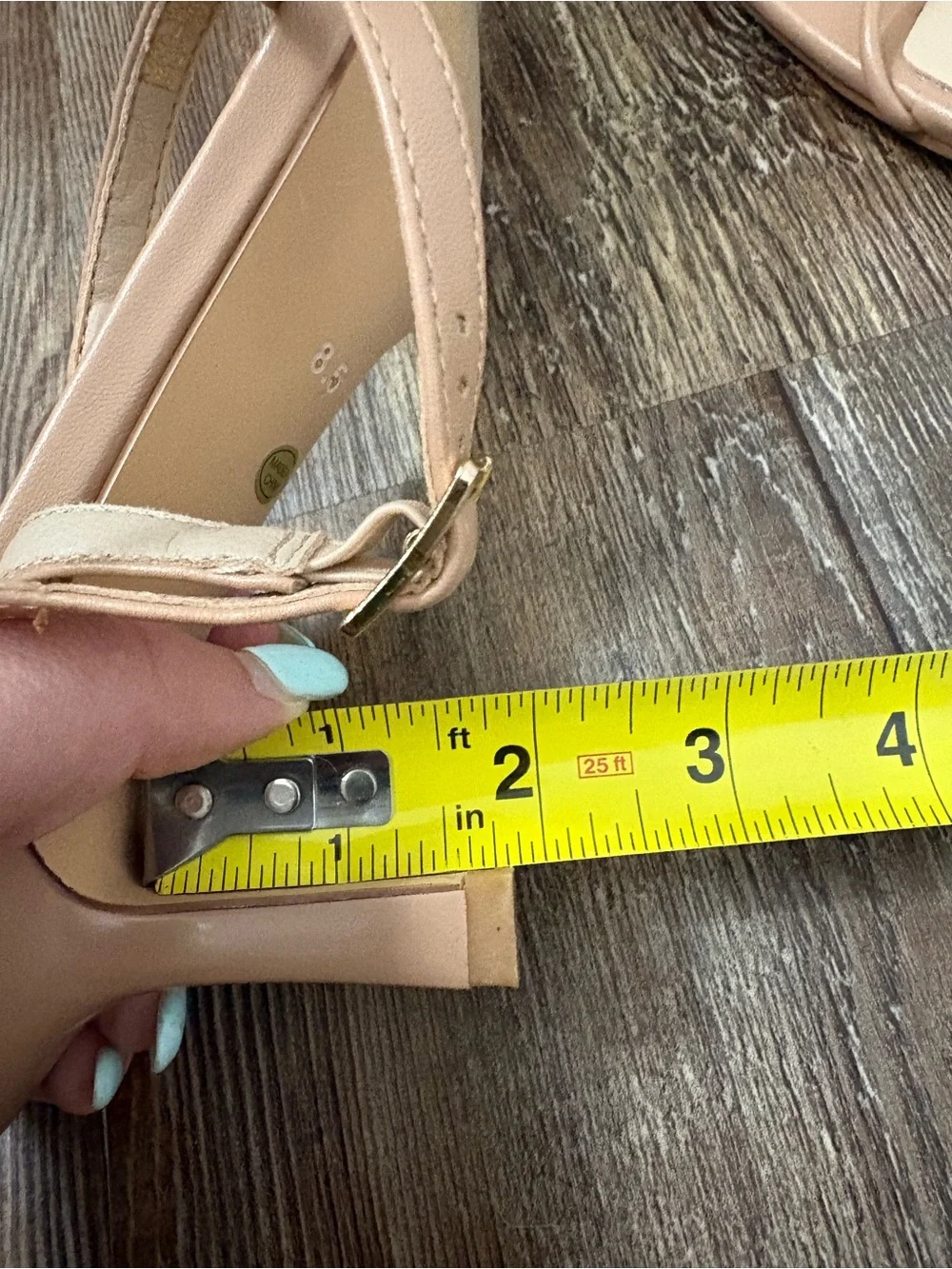 Strappy Heeled Sandals Pump 8.5 Light Tan Nude Wedding Bridal Summer Minimalist